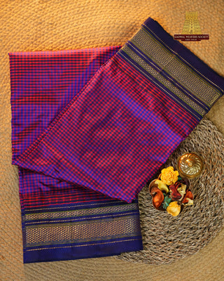 NARAYANPET GINGHAM CHECKS PURE SILK HANDLOOM SAREE