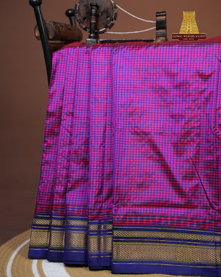 NARAYANPET GINGHAM CHECKS PURE SILK HANDLOOM SAREE