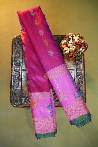 GADWAL PURE SILK MEENAKARI TURNING BORDER SAREE