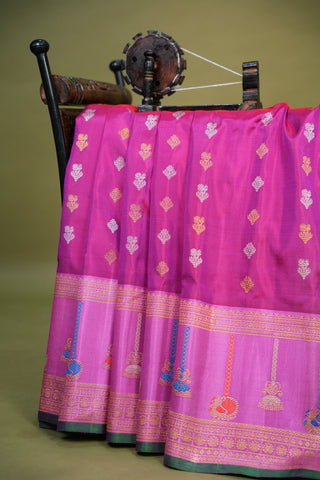 GADWAL PURE SILK MEENAKARI TURNING BORDER SAREE