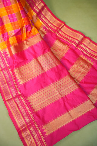 NARAYANPET KATTAM CHECKS PURE SILK HANDLOOM SAREE