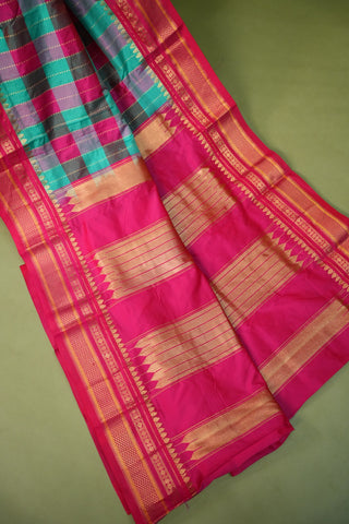 NARAYANPET KATTAM CHECKS PURE SILK HANDLOOM SAREE