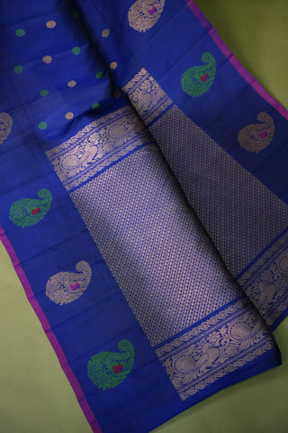 GADWAL PURE SILK GAP BORDER BUTTA HANDLOOM SAREE