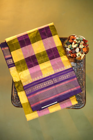 NARAYANPET KATTAM CHECKS PURE SILK HANDLOOM SAREE