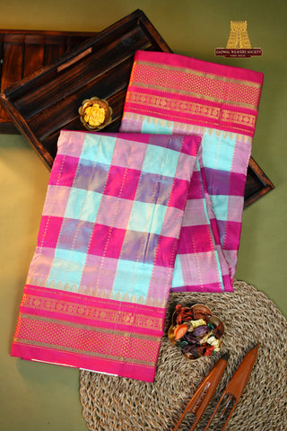 NARAYANPET KATTAM CHECKS PURE SILK HANDLOOM SAREE