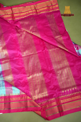 NARAYANPET KATTAM CHECKS PURE SILK HANDLOOM SAREE