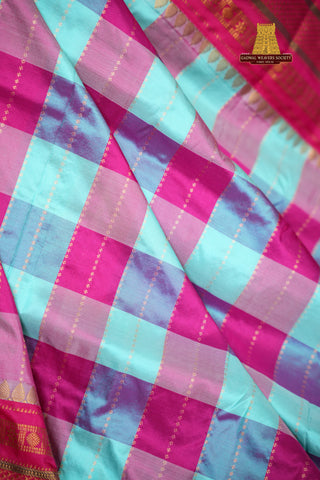 NARAYANPET KATTAM CHECKS PURE SILK HANDLOOM SAREE