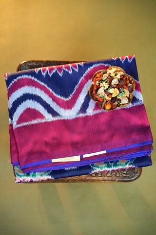 POCHAMPALLY TWILL IKKAT PURE SILK HANDLOOM SAREE
