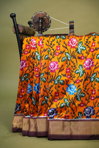 POCHAMPALLY TWILL IKKAT PURE SILK HANDLOOM SAREE