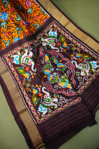POCHAMPALLY TWILL IKKAT PURE SILK HANDLOOM SAREE