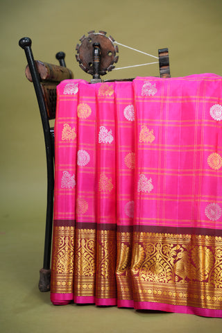 GADWAL PURE SILK CHECKS HANDLOOM SAREE