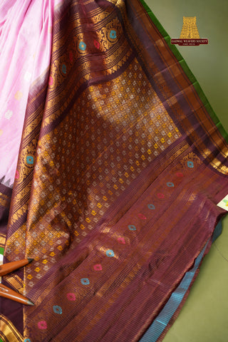 GADWAL PURE SILK CHECKS GAP BORDER HANDLOOM SAREE