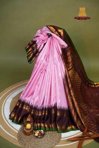 GADWAL PURE SILK CHECKS GAP BORDER HANDLOOM SAREE
