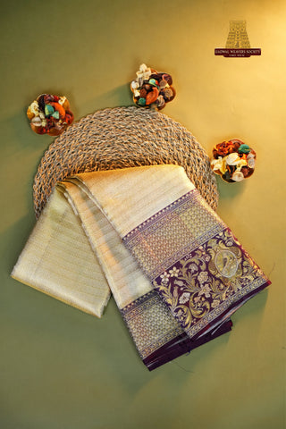 KANCHIPURAM PURE SILK TISSUE BROCADE HANDLOOM SAREE