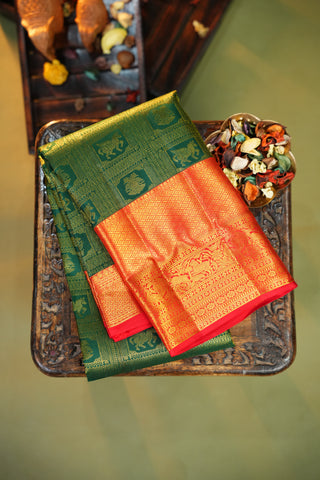 KANCHIPURAM PURE SILK BROCADE HANDLOOM SAREE