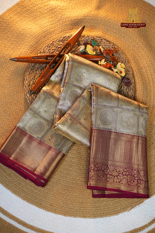 KANCHIPURAM PURE SILK TISSUE BROCADE HANDLOOM SAREE
