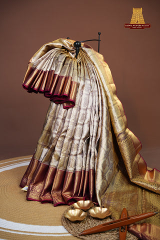 KANCHIPURAM PURE SILK TISSUE BROCADE HANDLOOM SAREE