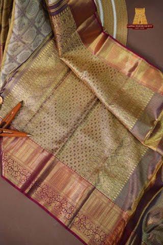 KANCHIPURAM PURE SILK TISSUE BROCADE HANDLOOM SAREE