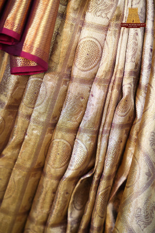 KANCHIPURAM PURE SILK TISSUE BROCADE HANDLOOM SAREE