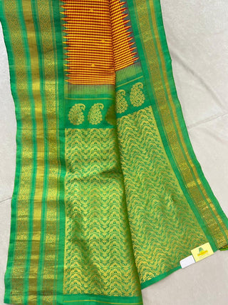 GADWAL PURE SILK CHECKS HANDLOOM SAREE