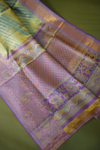 KANCHIPURAM PURE SILK TISSUE BROCADE HANDLOOM SAREE