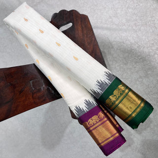 GADWAL PURE COTTON SILK (SICO) SAREES WITH KUTTU BORDER