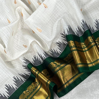 GADWAL PURE COTTON SILK (SICO) SAREES WITH KUTTU BORDER