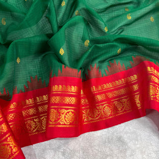 GADWAL PURE COTTON SILK (SICO) SAREES WITH KUTTU BORDER