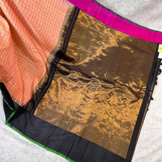 GADWAL PURE SILK HANDLOOM SAREE WITH PLAIN GANGA JAMUNA BORDER