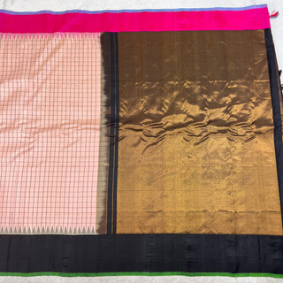 GADWAL PURE SILK HANDLOOM SAREE WITH PLAIN GANGA JAMUNA BORDER