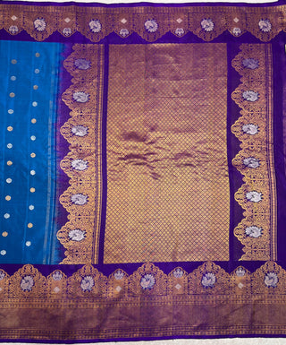 GADWAL PURE SILK HANDLOOM SAREE WITH MAHARANI MEENAKARI BORDER