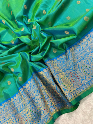 GADWAL PURE SILK HANDLOOM SAREE WITH MAHARANI MEENAKARI BORDER