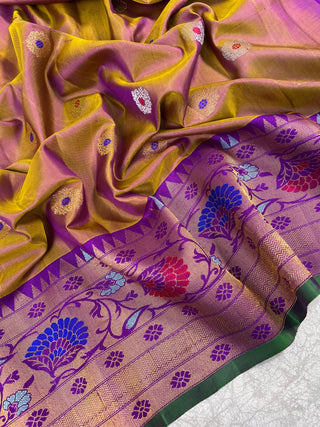 GADWAL PURE SILK HANDLOOM SAREE WITH MAHARANI MEENAKARI BORDER