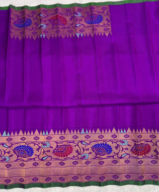 GADWAL PURE SILK HANDLOOM SAREE WITH MAHARANI MEENAKARI BORDER