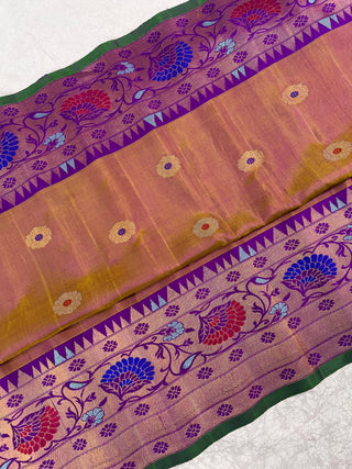 GADWAL PURE SILK HANDLOOM SAREE WITH MAHARANI MEENAKARI BORDER