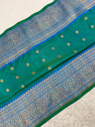 GADWAL PURE SILK HANDLOOM SAREE WITH MAHARANI MEENAKARI BORDER