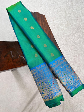 GADWAL PURE SILK HANDLOOM SAREE WITH MAHARANI MEENAKARI BORDER