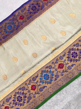 GADWAL PURE SILK HANDLOOM SAREE WITH MAHARANI MEENAKARI BORDER