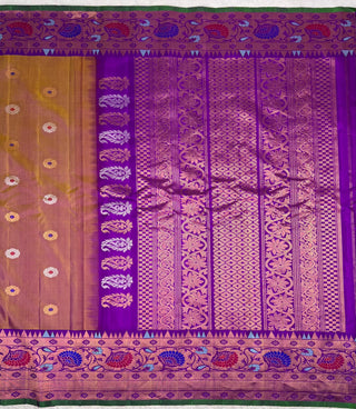 GADWAL PURE SILK HANDLOOM SAREE WITH MAHARANI MEENAKARI BORDER