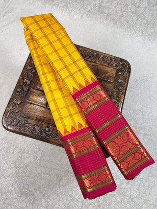 GADWAL PURE SILK HANDLOOM SAREE WITH KUTTU TEMPLE BORDER