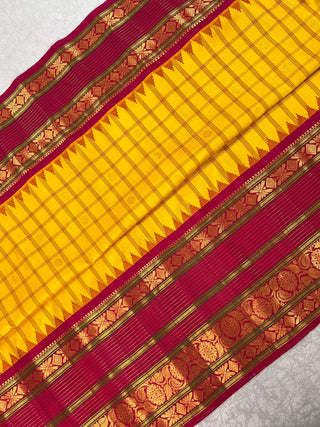 GADWAL PURE SILK HANDLOOM SAREE WITH KUTTU TEMPLE BORDER