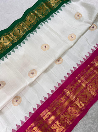 GADWAL PURE SILK HANDLOOM SAREE WITH GANGA JAMUNA BORDER