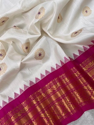 GADWAL PURE SILK HANDLOOM SAREE WITH GANGA JAMUNA BORDER