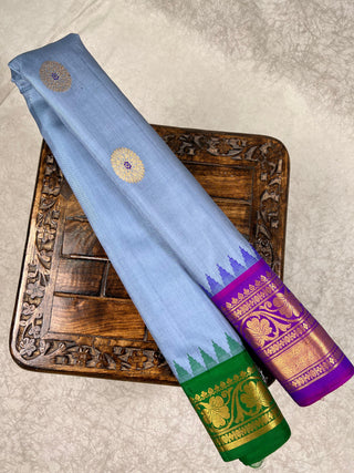 GADWAL PURE SILK HANDLOOM SAREE WITH GANGA JAMUNA BORDER