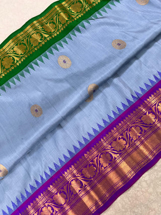 GADWAL PURE SILK HANDLOOM SAREE WITH GANGA JAMUNA BORDER