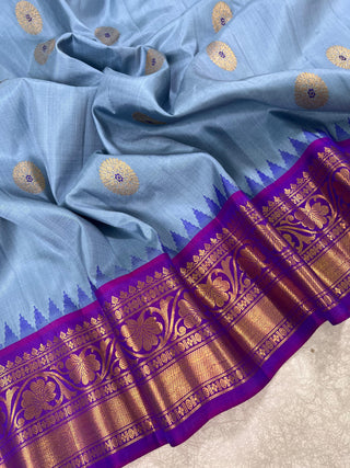 GADWAL PURE SILK HANDLOOM SAREE WITH GANGA JAMUNA BORDER