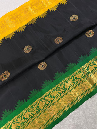 GADWAL PURE SILK HANDLOOM SAREE WITH GANGA JAMUNA BORDER