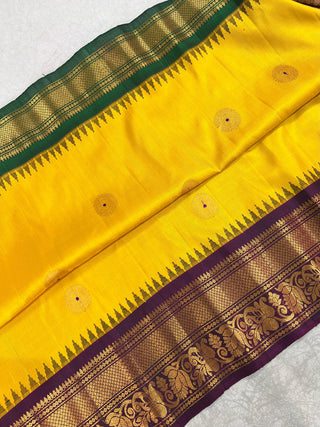 GADWAL PURE SILK HANDLOOM SAREE WITH   GANGA JAMUNA BORDER