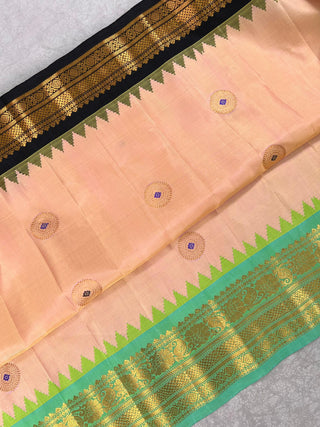 GADWAL PURE SILK HANDLOOM SAREE WITH GANGA JAMUNA BORDER