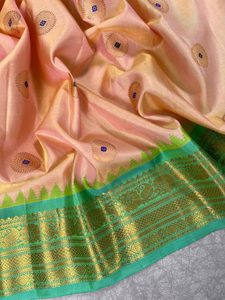 GADWAL PURE SILK HANDLOOM SAREE WITH GANGA JAMUNA BORDER